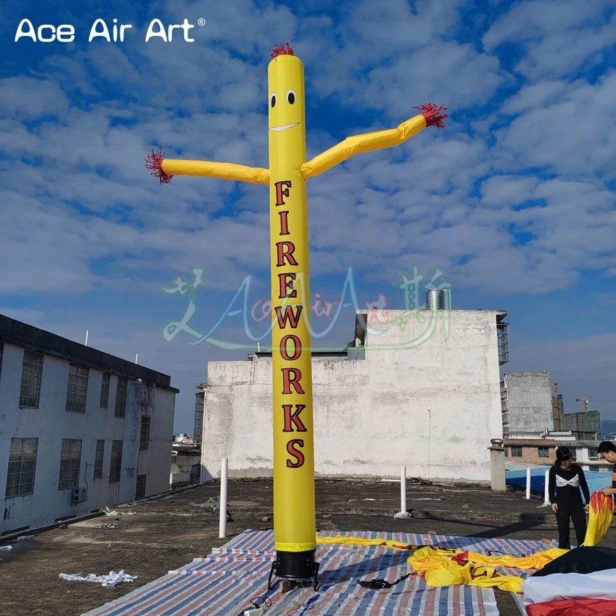 6mH Custom Yellow Sky Dancer Air Tube Man With Air Blower for Advertising Promotion