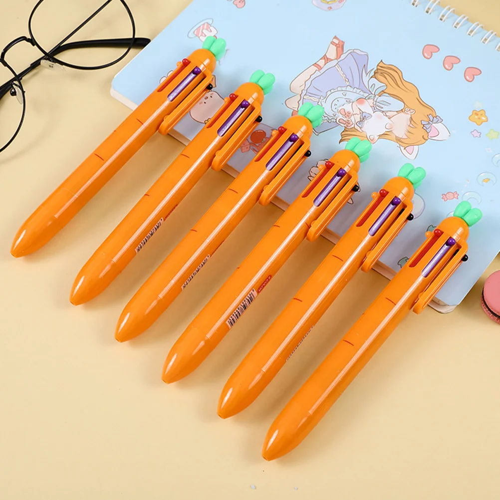

6 Pcs Carrot Ballpoint Pen Cute Pens Party Favors Friction Erasable Aesthetic School Supplies Plastic Eraser Colorful