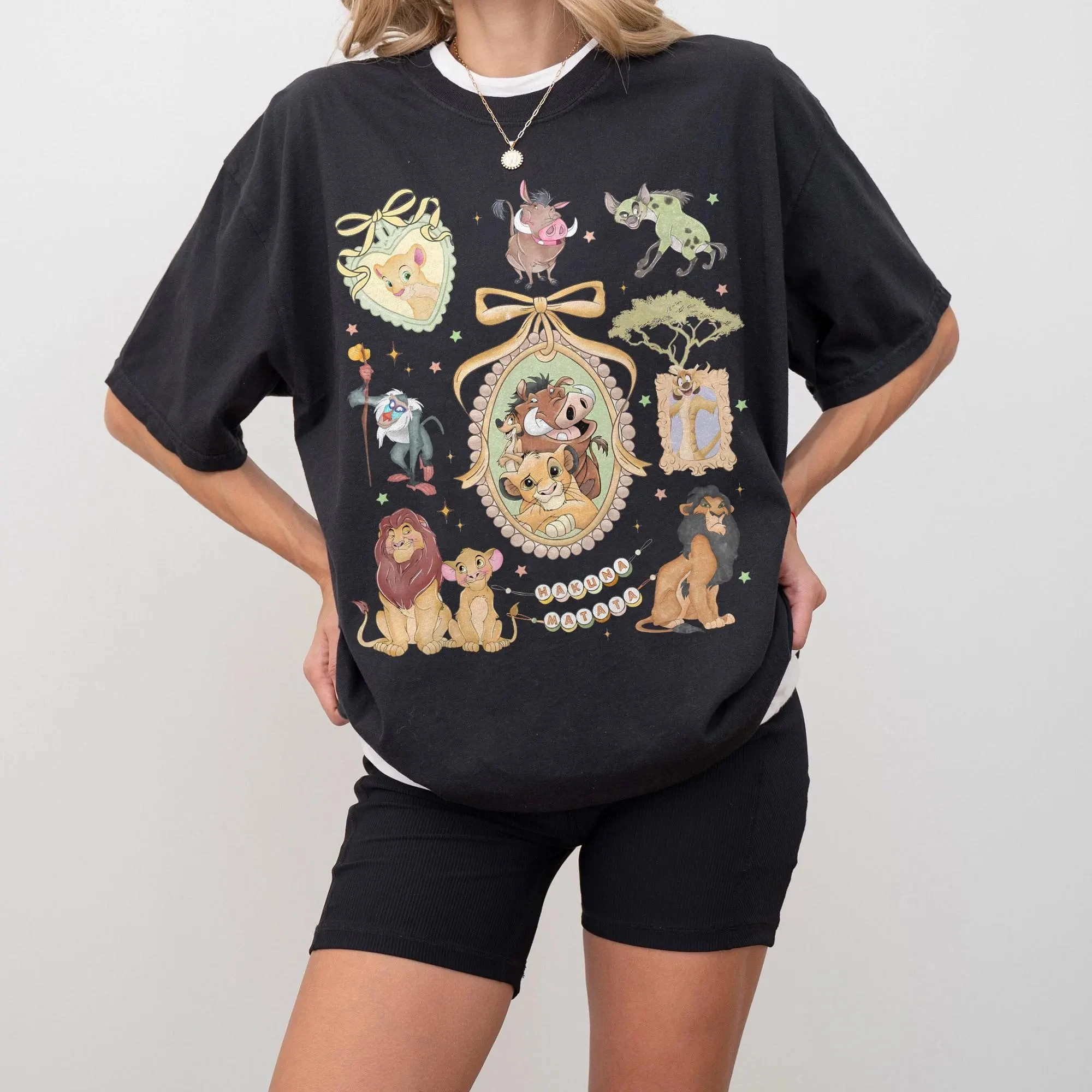 Disney arcs Hakuna roi Lion T-Shirt coton femmes à la mode surdimensionné Streetwear ample à manches courtes élégant unisexe tenue d'événement