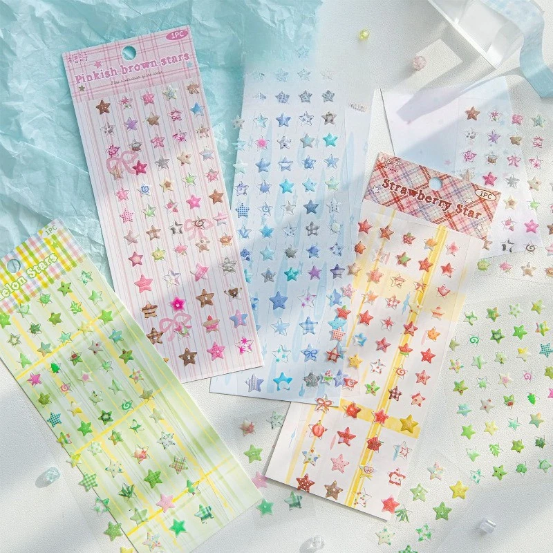 

Cute Star 3D Resin Stickers Candy Star Design Puffy Gel Decals Kids Journal Scraobook DIY Decor Kpop Photocard with Sweet Theme