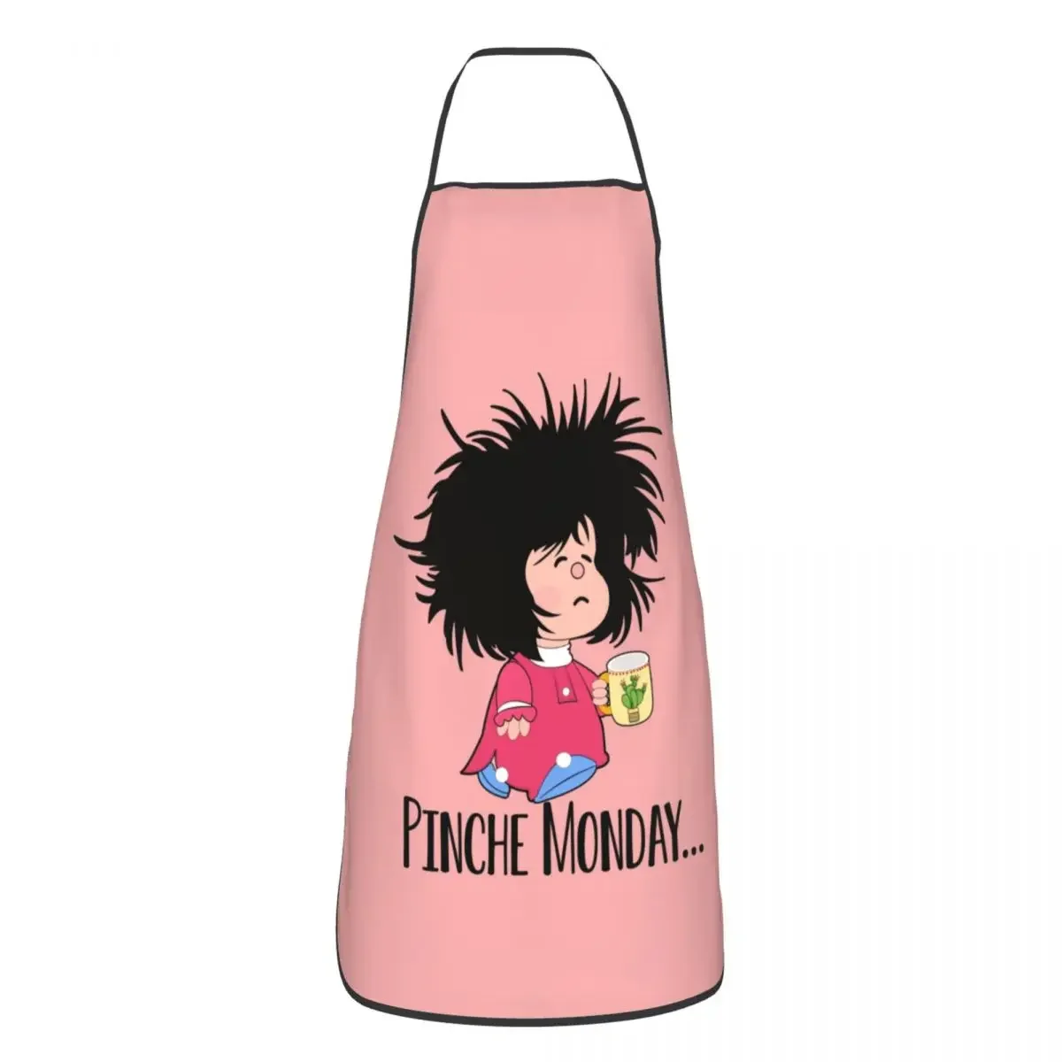 Unisex Pinche Monday Funny Mafalda Bib Apron Adult Women Men Chef Tablier Cuisine for Kitchen Cooking Quino Argentina Comic