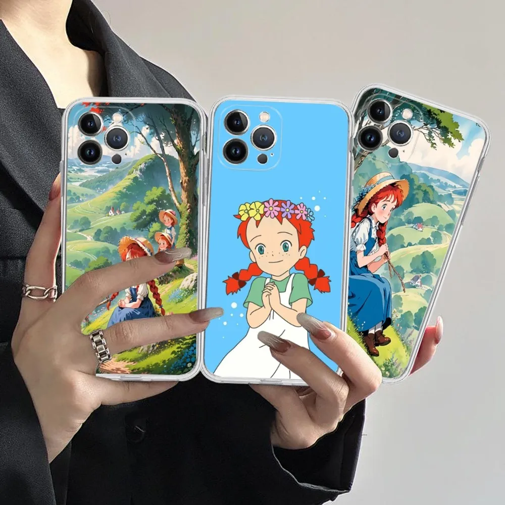 Cartoon Anne of Green Gables Phone Case Silicone Soft for iphone 16 15 14 13 12 11 Pro Mini XS MAX Plus X Cover