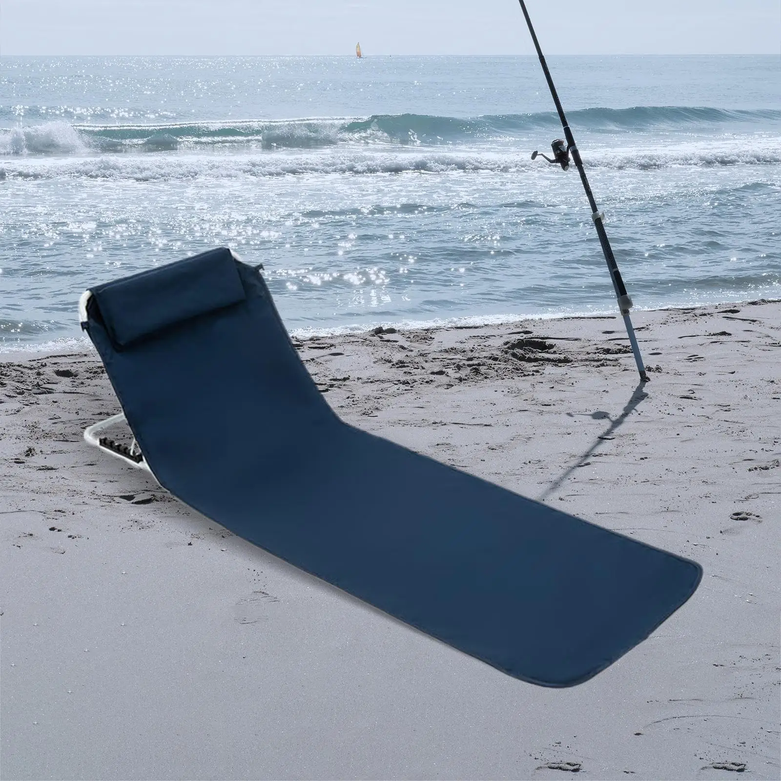 Silla de suelo plegable con respaldo para acampar, práctica Silla de playa plegable portátil, esterilla de salón para playa, Picnic, senderismo,