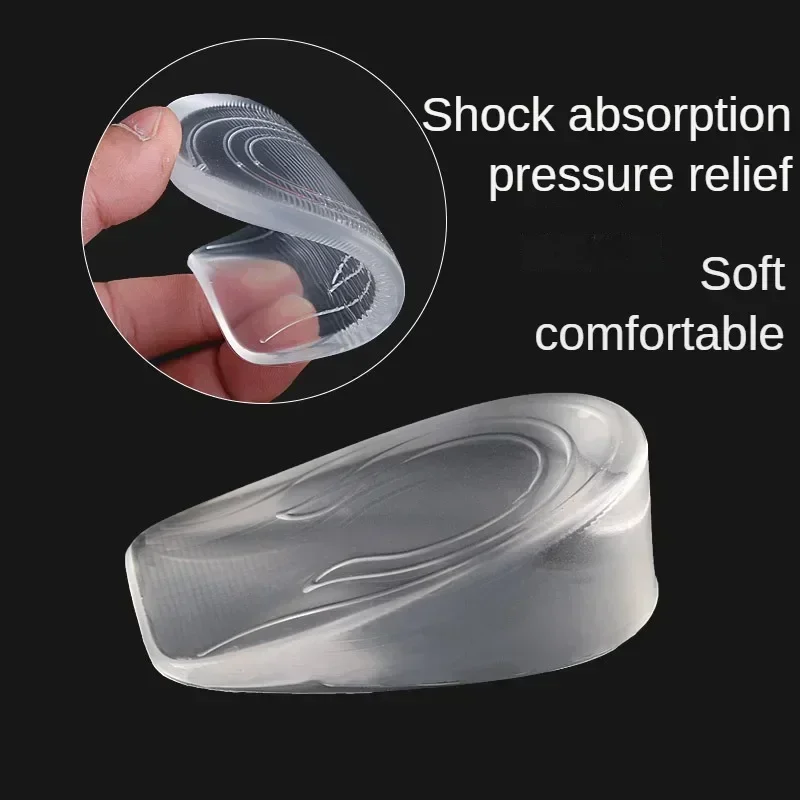 2PCS Invisible Silicone Height Increase Insoles Gel Heel Lifting Inserts Transparent Foot Care Protector Elastic Shoe Insert 3CM image 2