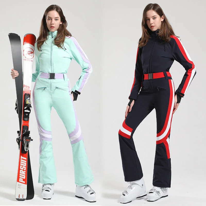 

STLF Best-Selling Women's Slim-Fit Winter Fashion Integrated Ski Snowboard Suit Windproof One-Piece Ski Suit Set Outdoor Warm St