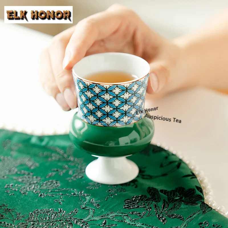 

85ml Emerald Green Ceramic Teacup Antique Tea Bowl Beautiful Tea Cup Tea-tasting Smelling Cup Chazhan Master Cups Tea Services