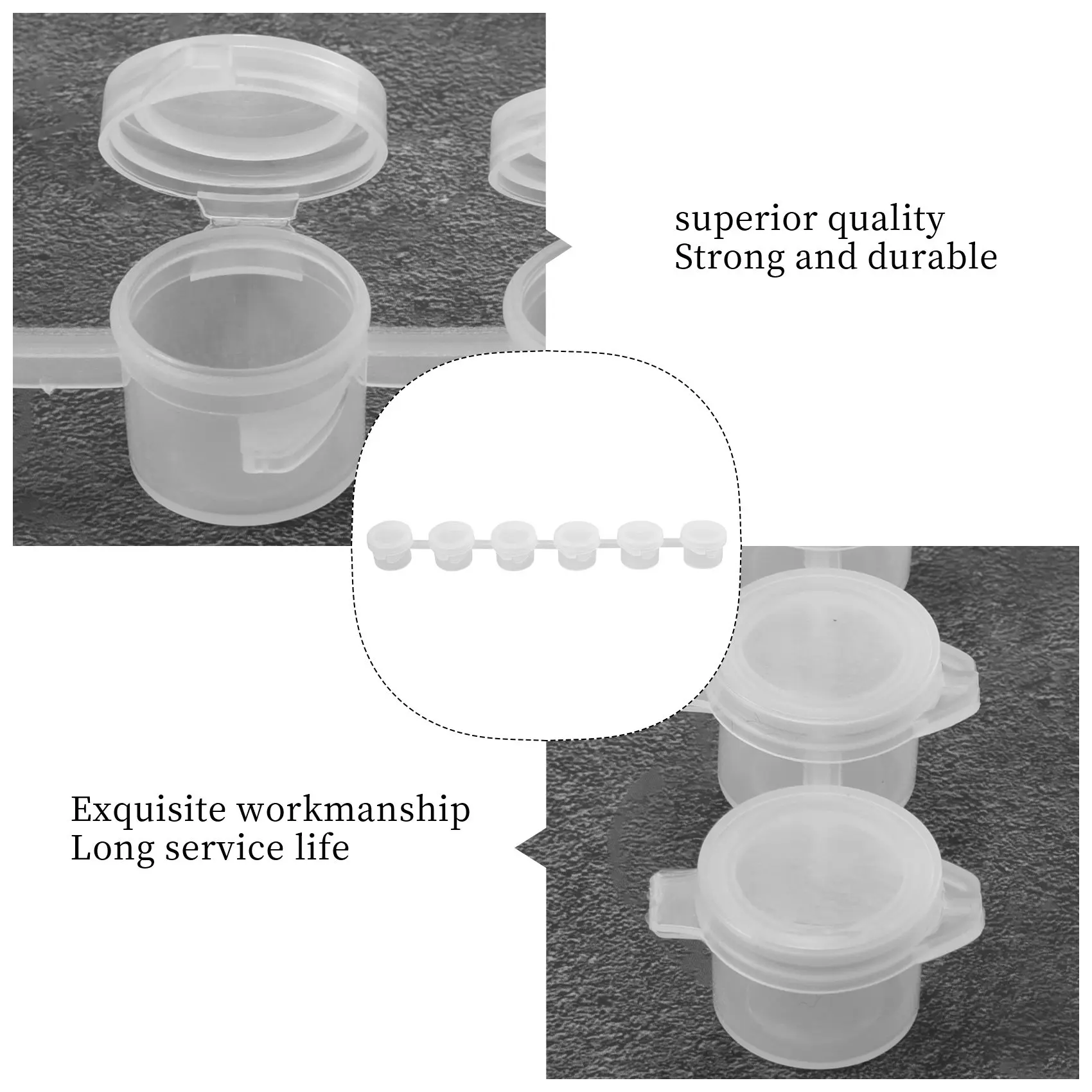 New Arrivals-50 Strips Empty Paint Strips Paint Cup Pots Clear Storage Paint Containers Mini Painting Cup Pot 3Ml/ 0.1 Oz
