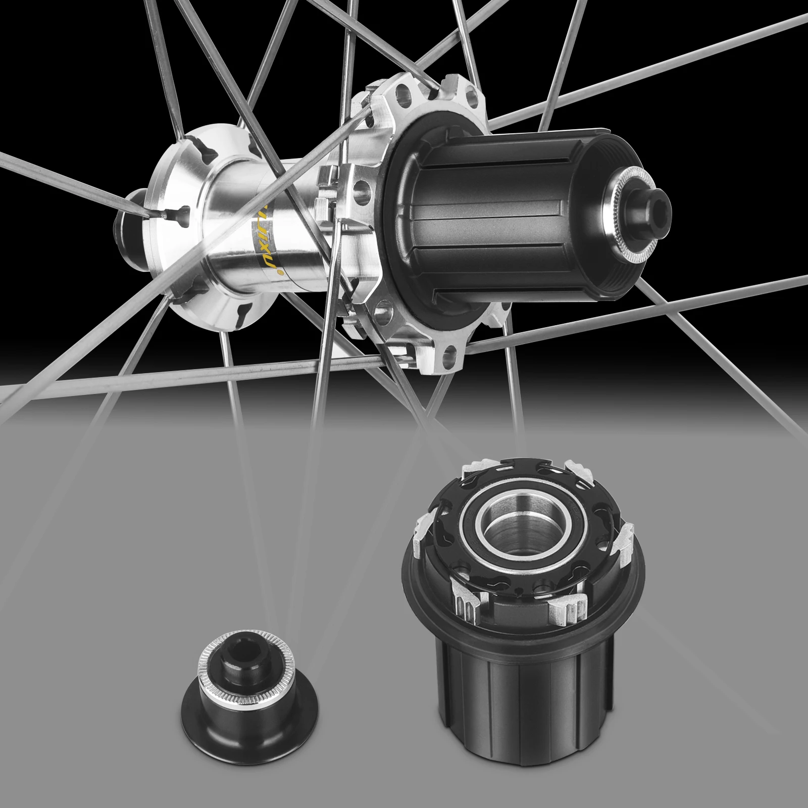 RUJIXU 700C Silberner Fahrrad-Laufradsatzrahmen, Straßenradpaket, V-Cdisc-Bremse, Rückenbremse, gerades festes Getriebe, 700C, 30 mm, 40 mm, 50 mm – Detail 1