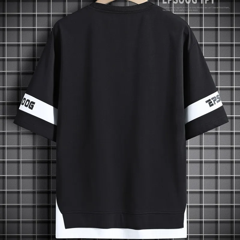 Hip Hop Loose Mens Streetwear T-shirts Casual Classic 2023 Summer Short Sleeves Black White T Shirt Tees Tops Plus Oversize 5XL