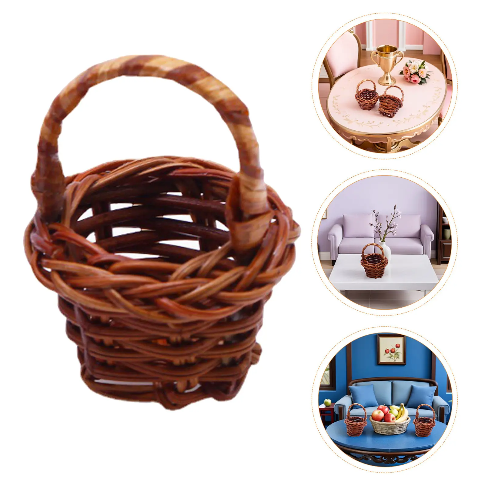 

10 шт. миниатюрных корзин для пикника, аксессуары для кукольного домика, декоративные корзинки для рукоделия