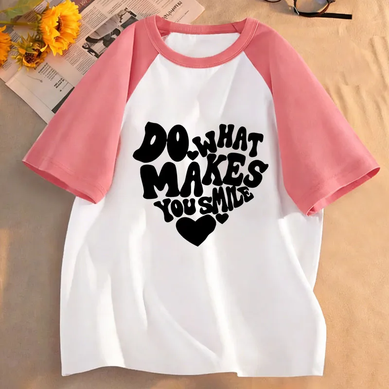 Lovely Do What Make You Happy Letter Printed T Shirts Kids Children's T-shirt Boys Girls Summer Spring Casual Top Tee Shirt