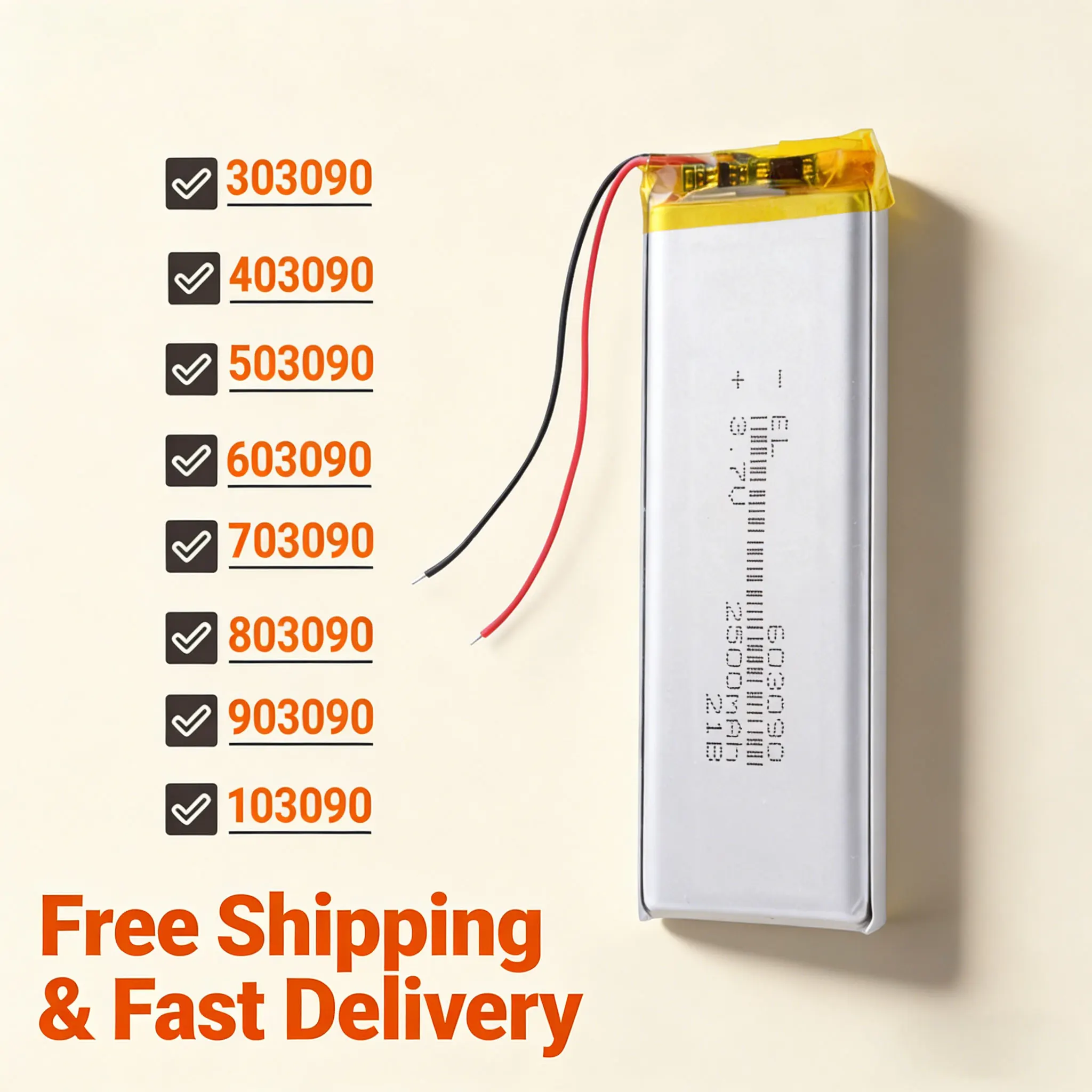 

Rechargeable 3.7V 2500mAh Li-Polymer Battery 603090 303090 403090 503090 703090 803090 903090 103090 602990 902990