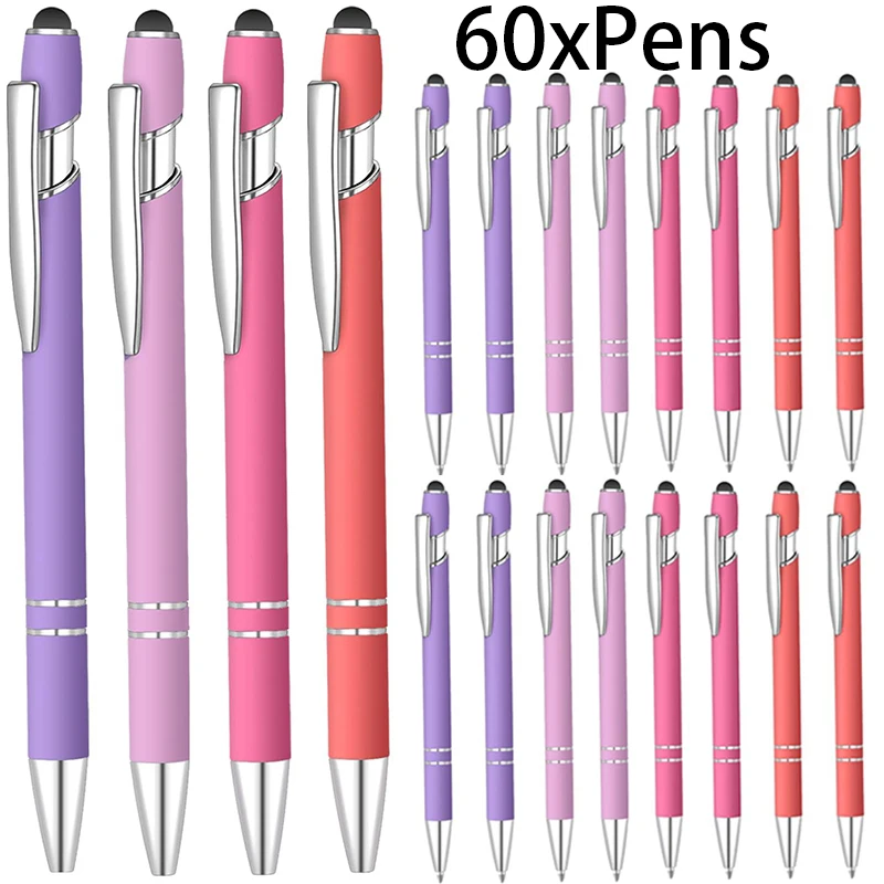 60Pcs 2 in 1 Stylus Screen Ballpoint Pen Metal Pen