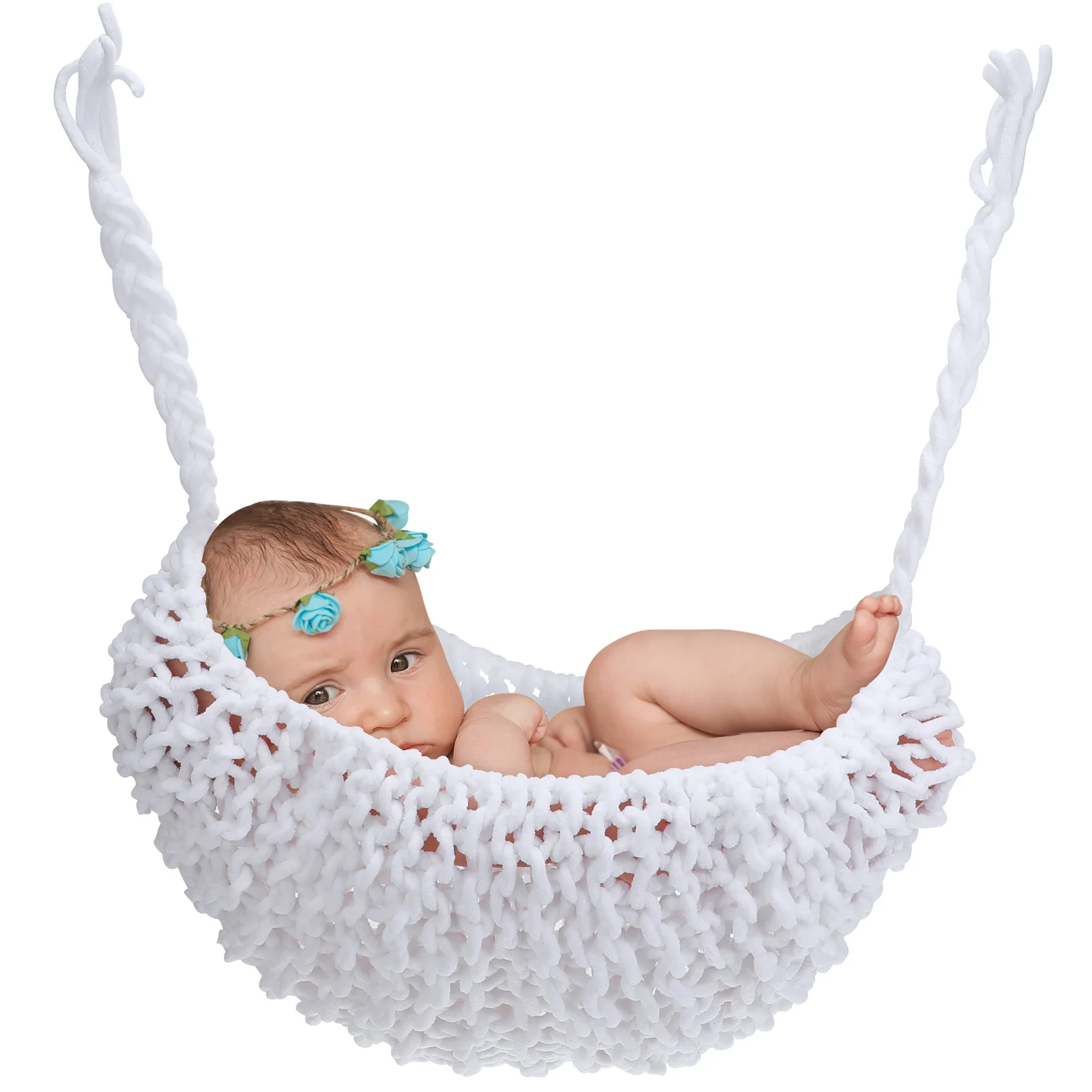 

Newborn Infant Baby Handmade Crochet Bed Hammock Knitting Wool Breathable Photography Prop 0-12 Months Photo Props