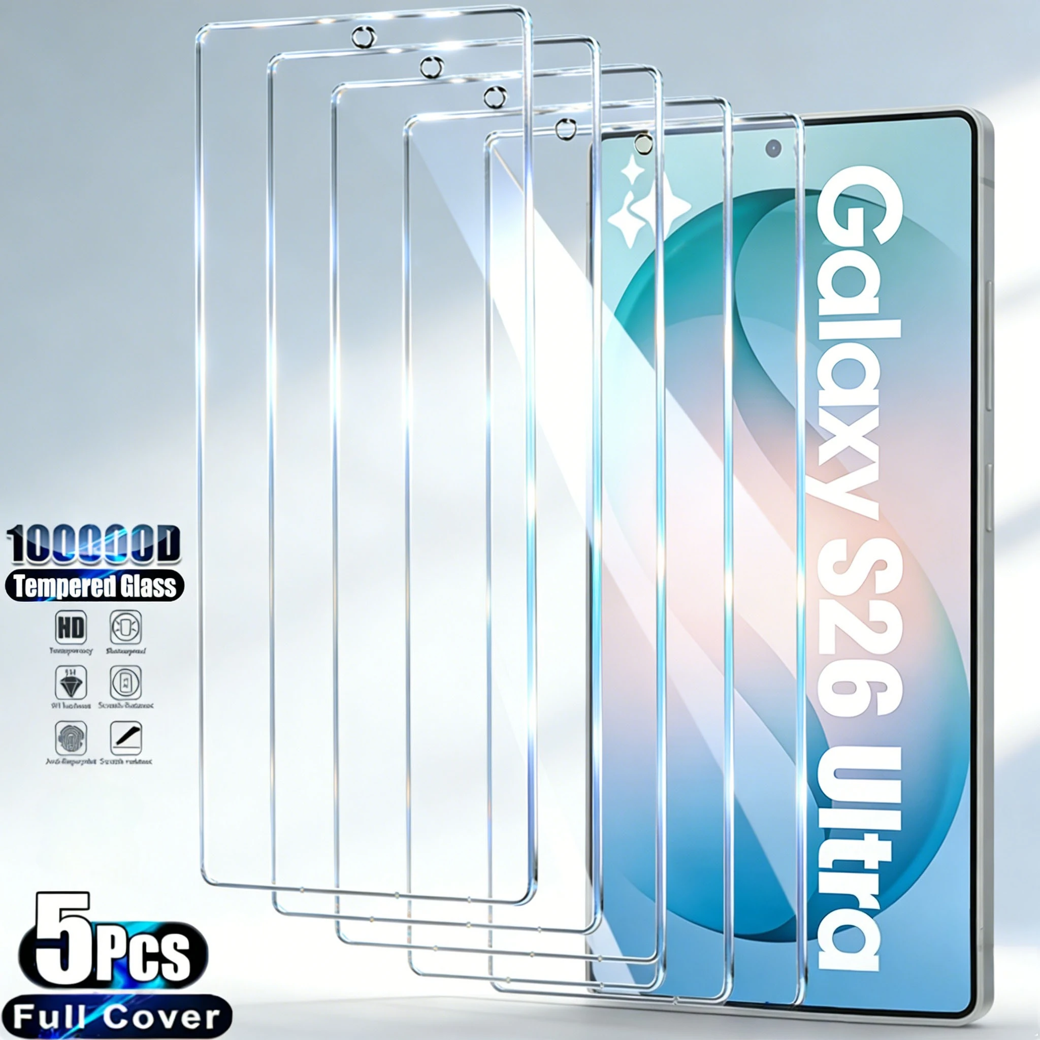5PCS Clear Screen Protector For Samsung Galaxy A57 A37 A56 5G A55 A17 A07 A16 A26 A54 A36 A53 S26 Ultra S25 FE Tempered Glass
