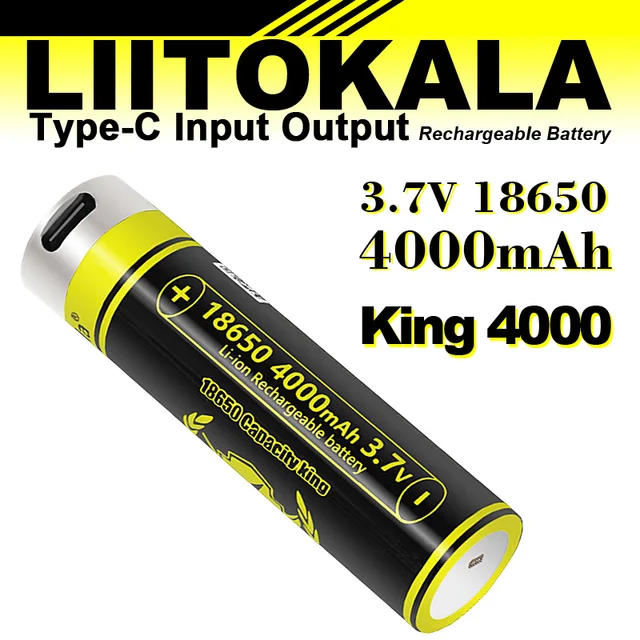 1-24 sztuk LiitoKala KING4000 typ C 5 V wejście 3.7 V 18650 4000 mAh pojemność akumulator litowy USB do klawiatury zabawkowej