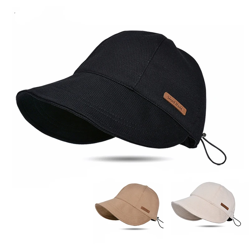 

Summer Wide Brim Women Sunhat Foldable Adjustable Outdoor Beach Bucket Hat Korean Style UV Protection Visors Fisherman Caps