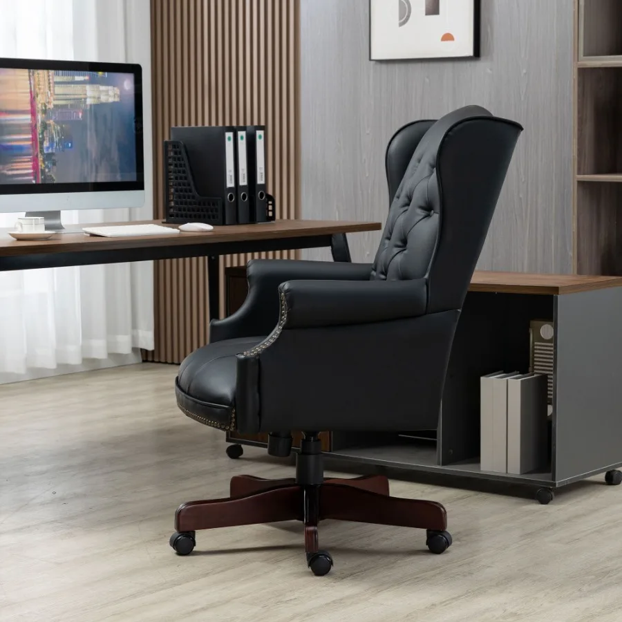 Silla de oficina ejecutiva - Silla de escritorio cómoda y reclinable con respaldo alto - Diseño ergonómico - Asiento y respaldo acolchado grueso - PU Le