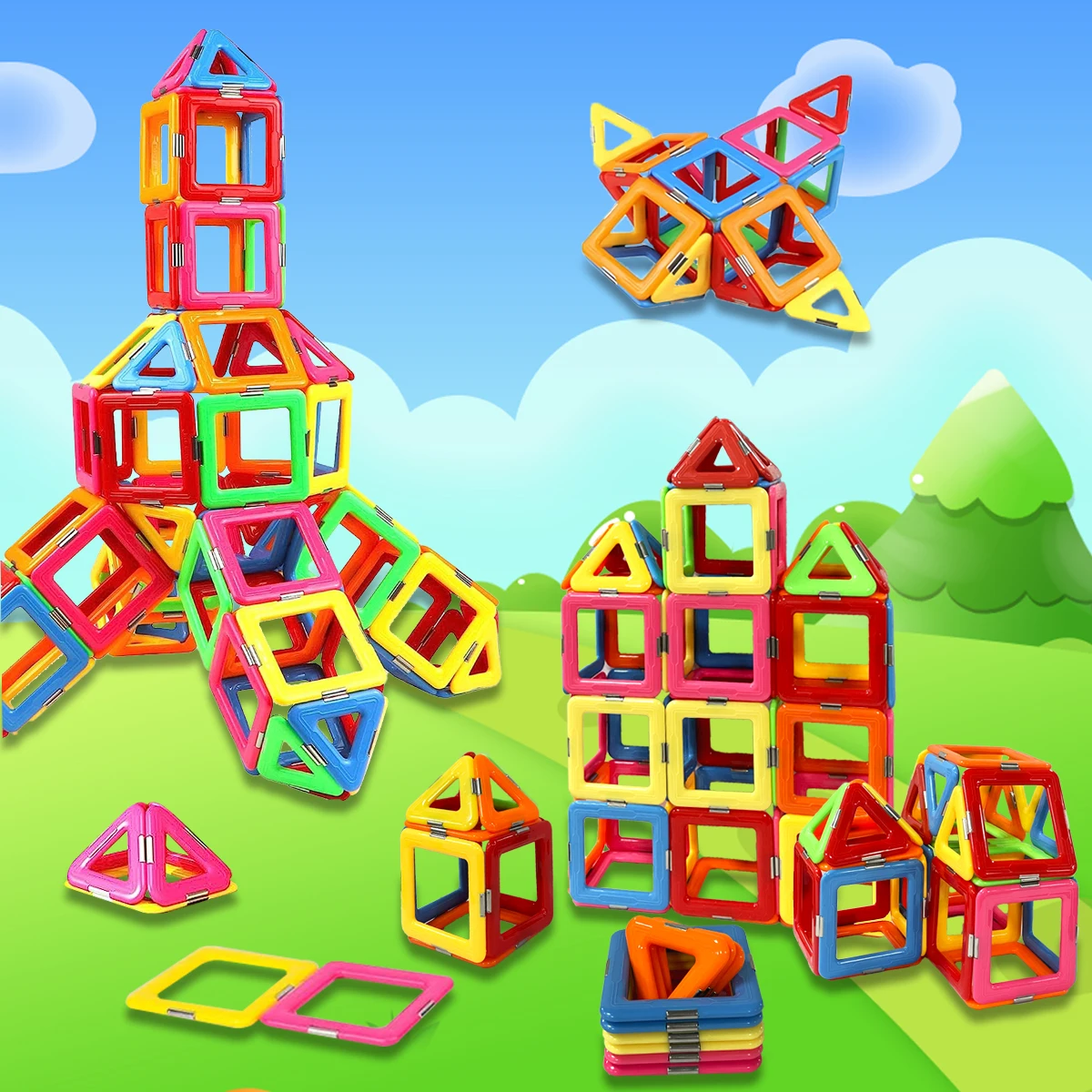 Bloques de construcción magnéticos 3D DIY juguetes magnéticos para niños juego de construcción de diseñador regalos de cumpleaños para niños juguetes 36/64/98 Uds