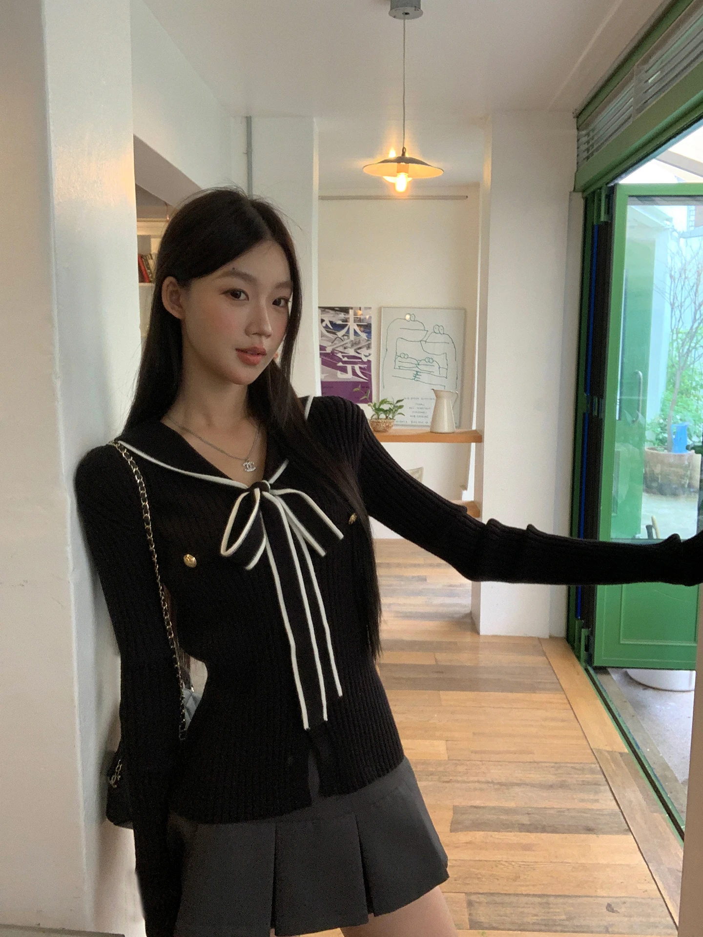 

Bla Slim Fit Вязаный открытый кардиган Женская осенняя модная верхняя одежда Топ G Sle Commute Простой дизайн Длинный свитер свека...