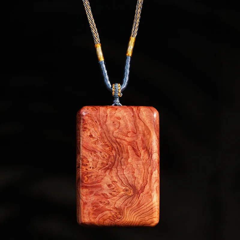 

Sichuan Thuja Wood Burl Plain Worry-Free Pendant Necklace Peace Charm Carving Craft Amulet Gifts