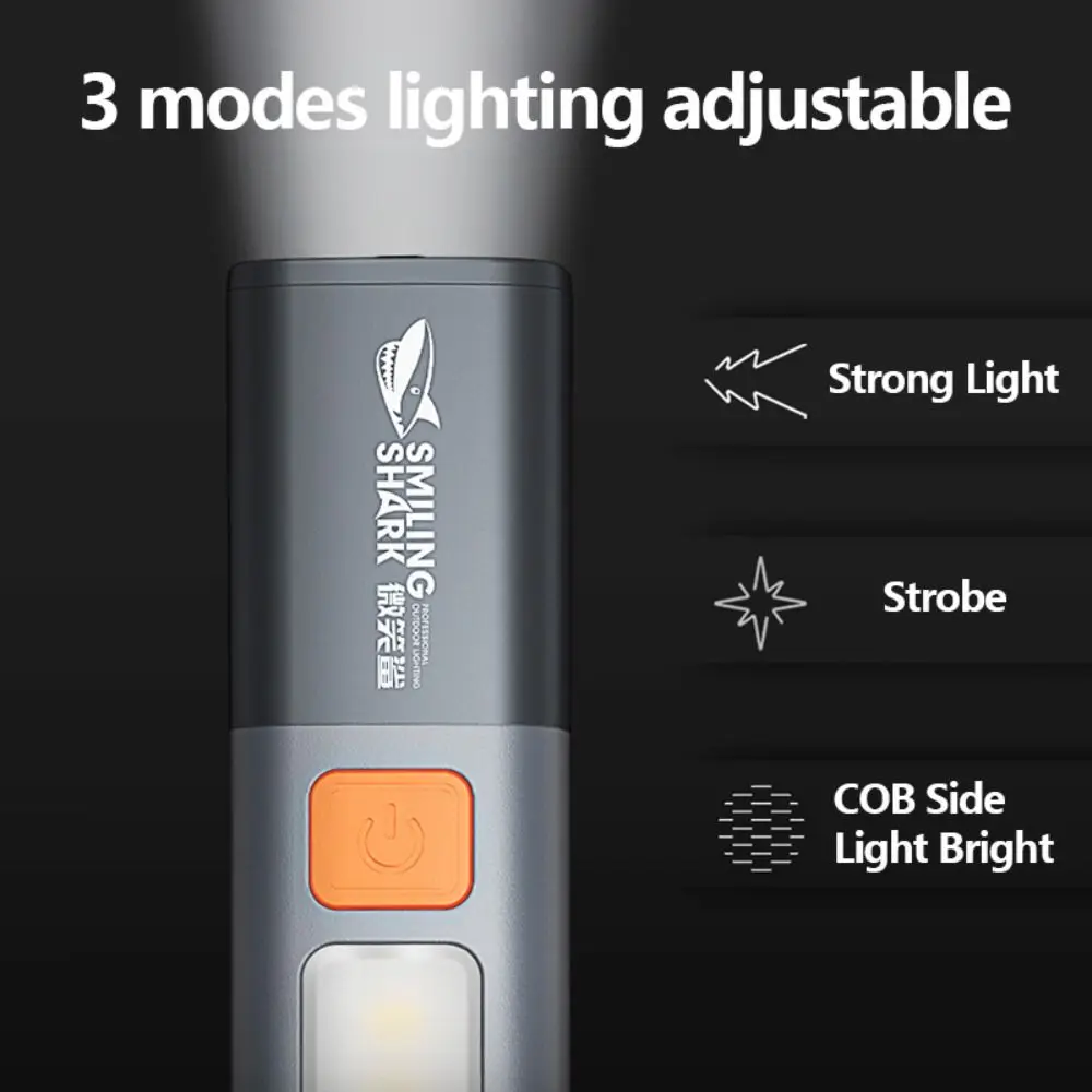 USB Rechargeable LED Flashlight High Quality Outdoor Camping Super Bright Variable Focus Flashlight ABS Camping Lamp