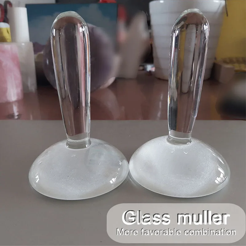 Combination Chinese Mineral Pigment Powder Glass Muller Made From High Borosipainting Glass,Handmade Grinding Pestle DIY Muller