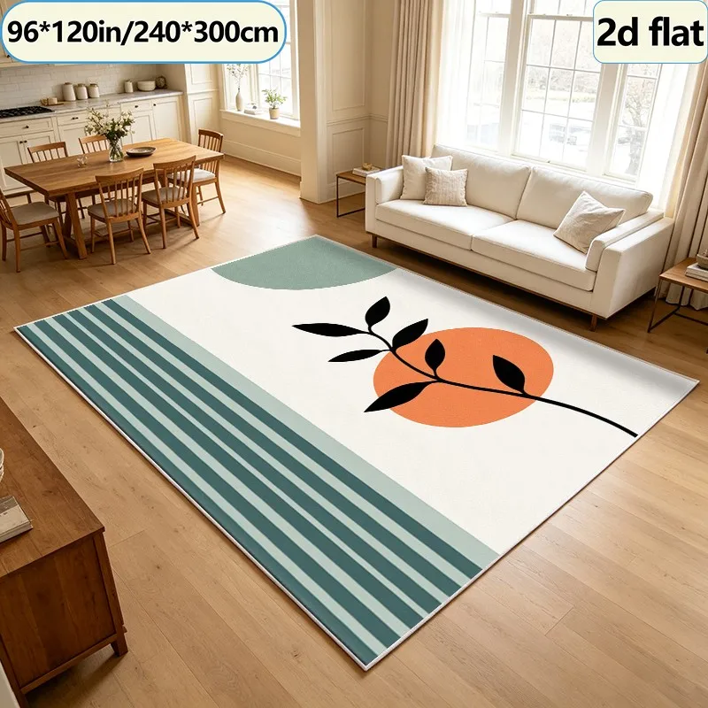 Medieval Bohemian Style Abstract Plant Art Carpet, Square Carpet, Non-Slip, Washable Floor Rug Suitable for Dormitory, Bedroom, Home Interior Decoration