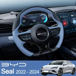 High Hand Sewing Stitching Car Steering Wheel Cover for BYD Seal 2022 2023 2024 Nappa Leather Auto Interior Wrap