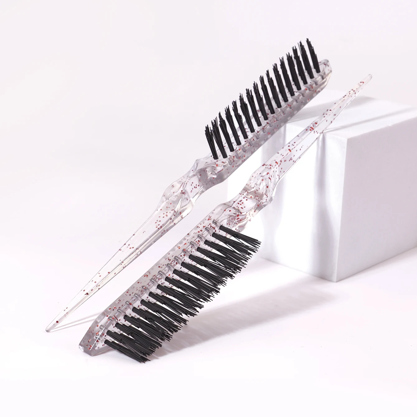 1/2/3 قطعة فرشاة شعر المسيل للدموع ، فرشاة شعر مسيل للدموع لامعة من الراتنج ، فرشاة حافة مشط ذيل الماوس ، خاصة للشعر المستعار الحقيقي #2