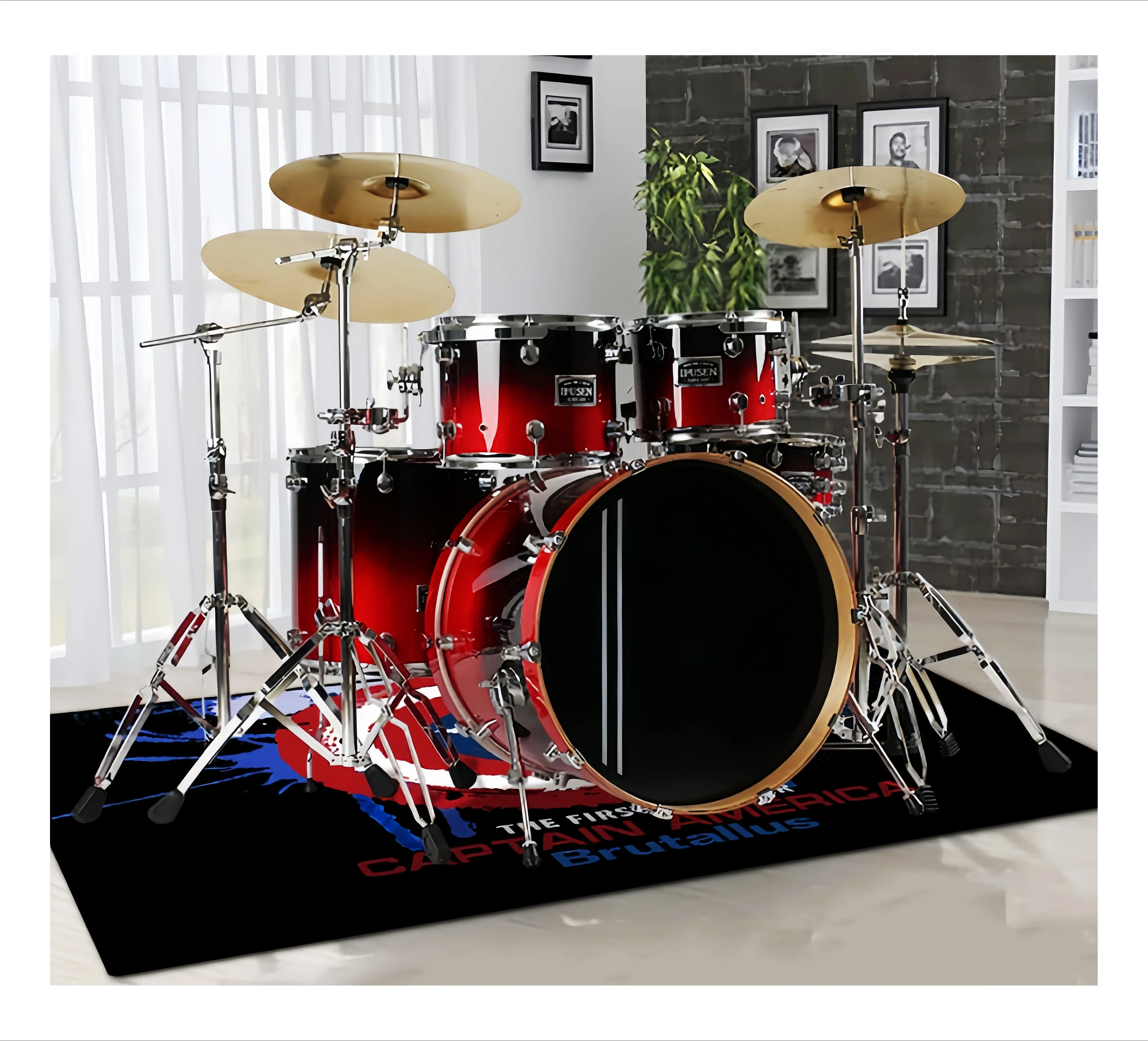 IPUSEN PT7227 Professional Adult & Children's Jazz Drum Set Performance Five Drums Three Cymbals with Baking Varnish Drum Kit