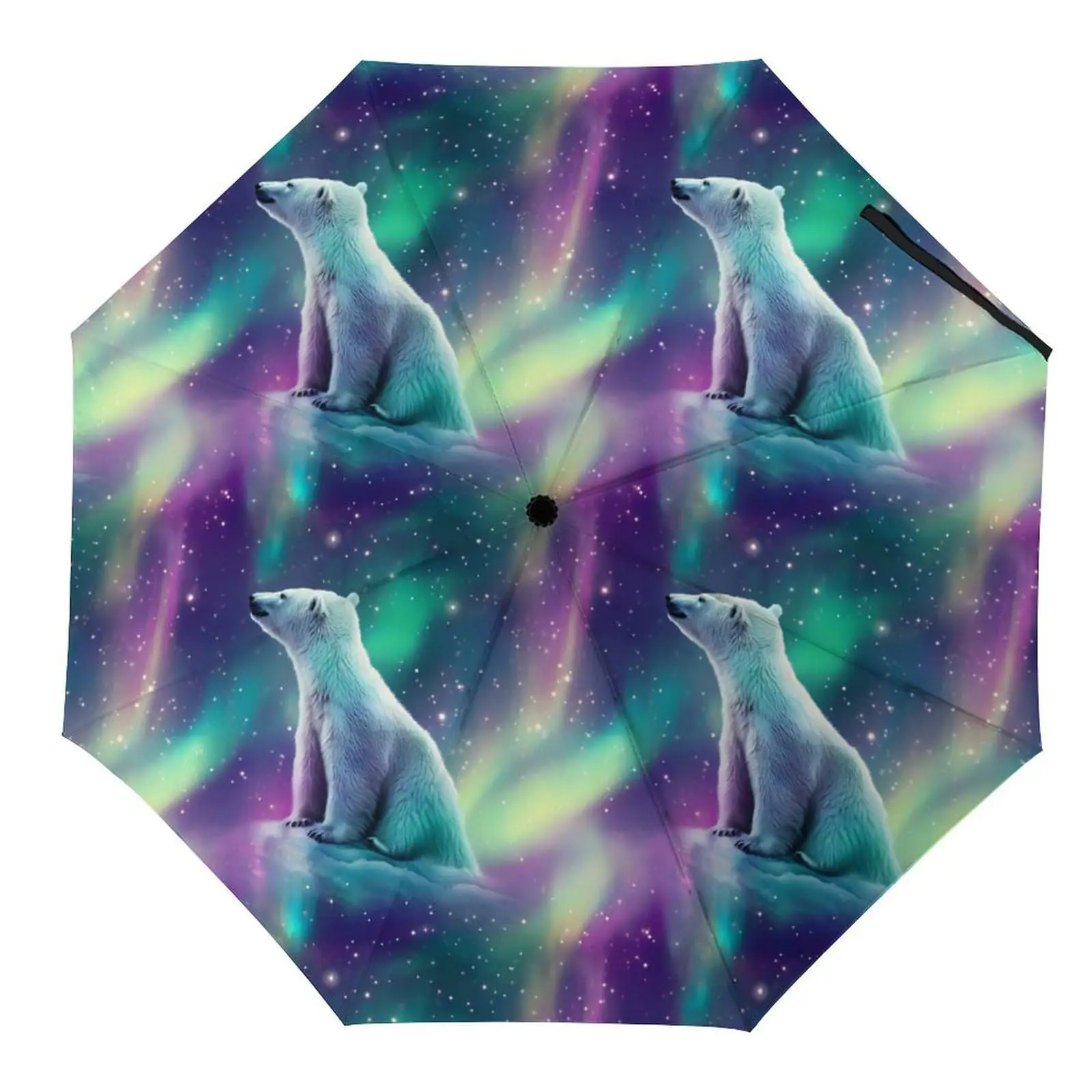 

Полярный медведь в северном свете, дорожный зонт, ветрозащитные зонты, легкий складной солнечный и дождливый зонт для женщин и мужчин