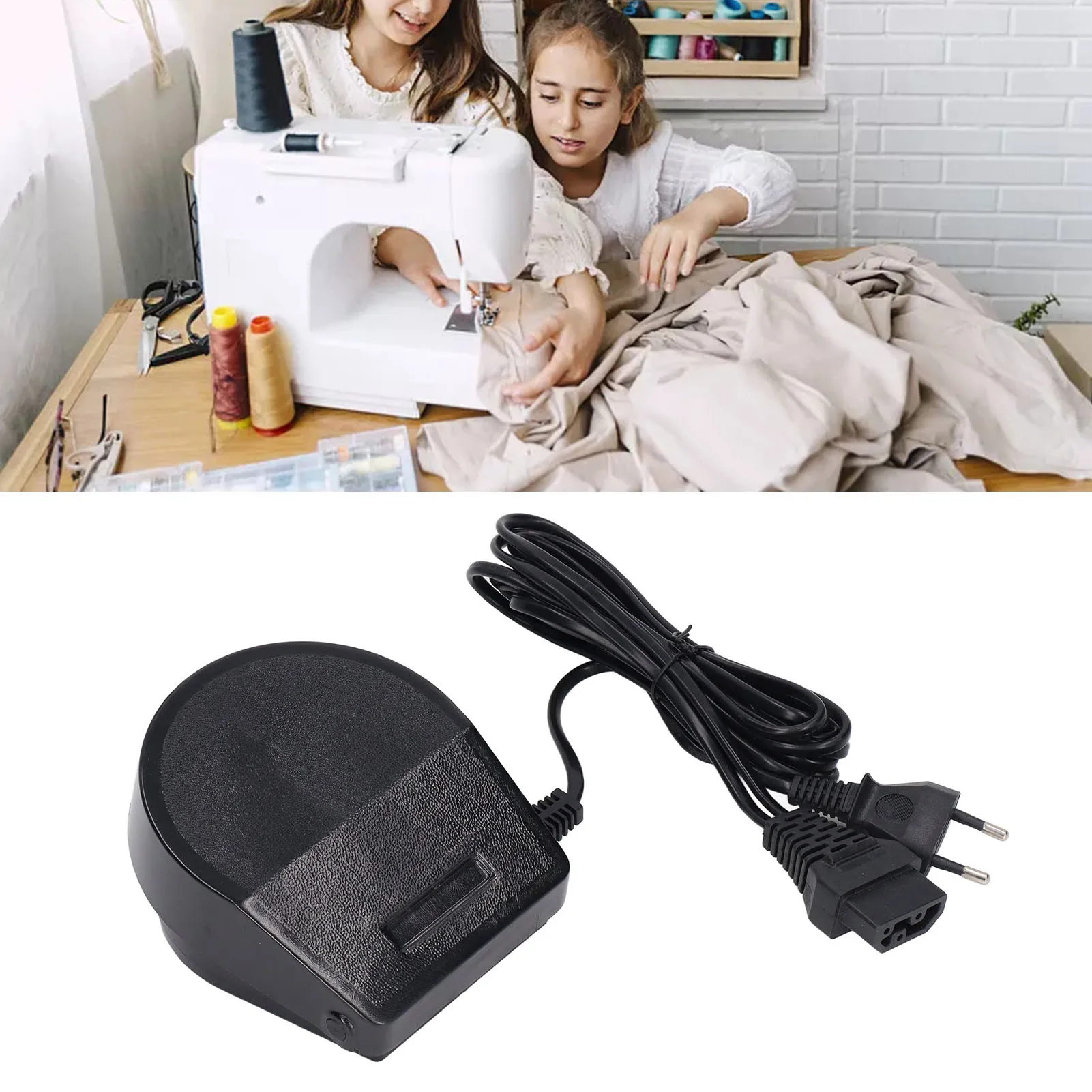 Sewing Machine Pedal Horseshoe Shaped Replacement EU Plug 220V Sewing Machine Foot Pedal With Power Cord for Most Scenarios