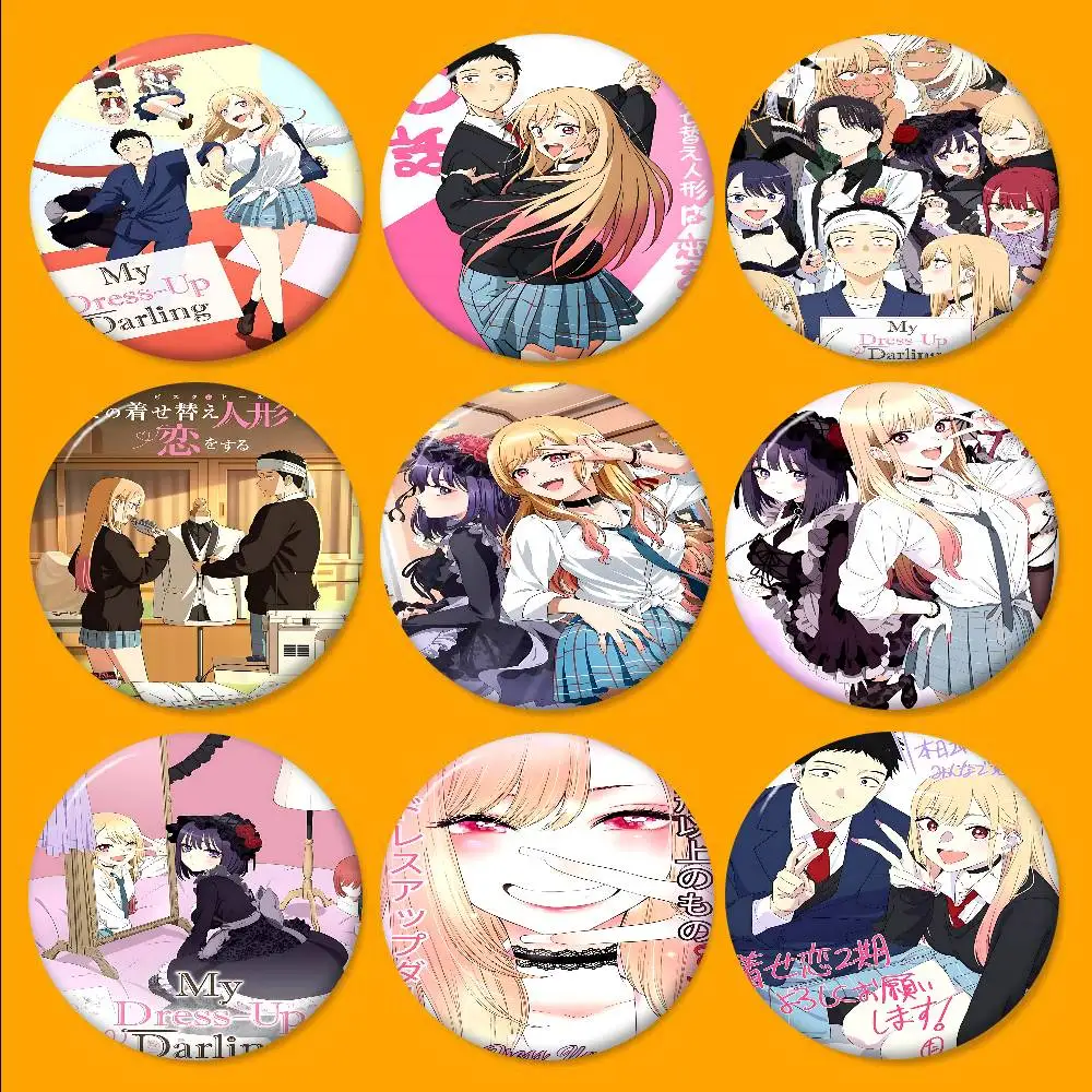 Kawayii My d-dress up darling 58mm Cute Series Pins Funny Badge Interesting Cartoon Animals Brooches Backpack Clothes Accessory