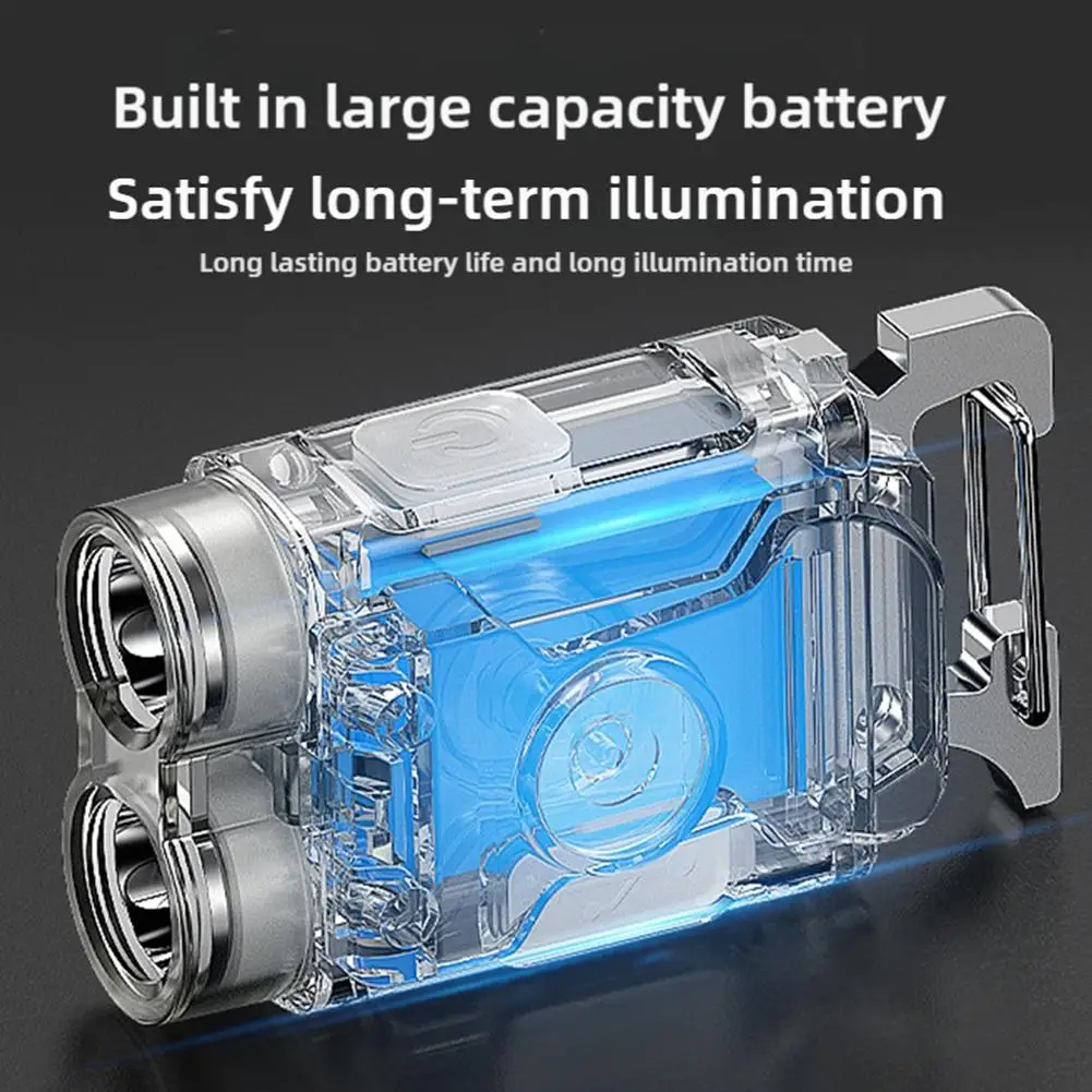 Mini Portable Keychain Flashlight Multilevel Outdoor Light Home With Flashlight Flashlight Flash Red Blue Side Multifunctio D3U7