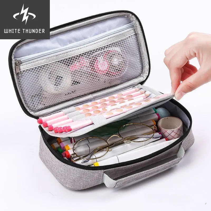 Portable canvas pencil case school stationery bag large capacity Pencil cases for girls cosmetic bag student big pen case gifts