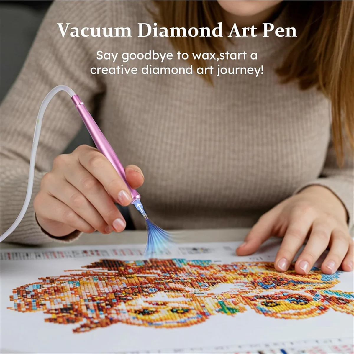 BAAQ Pena Seni Berlian Vakum Alat Pengisap Berlian Elektrik, Tidak Perlu Lumpur Lem Tanah Liat-Alat Seni Berlian Vakum Portabel