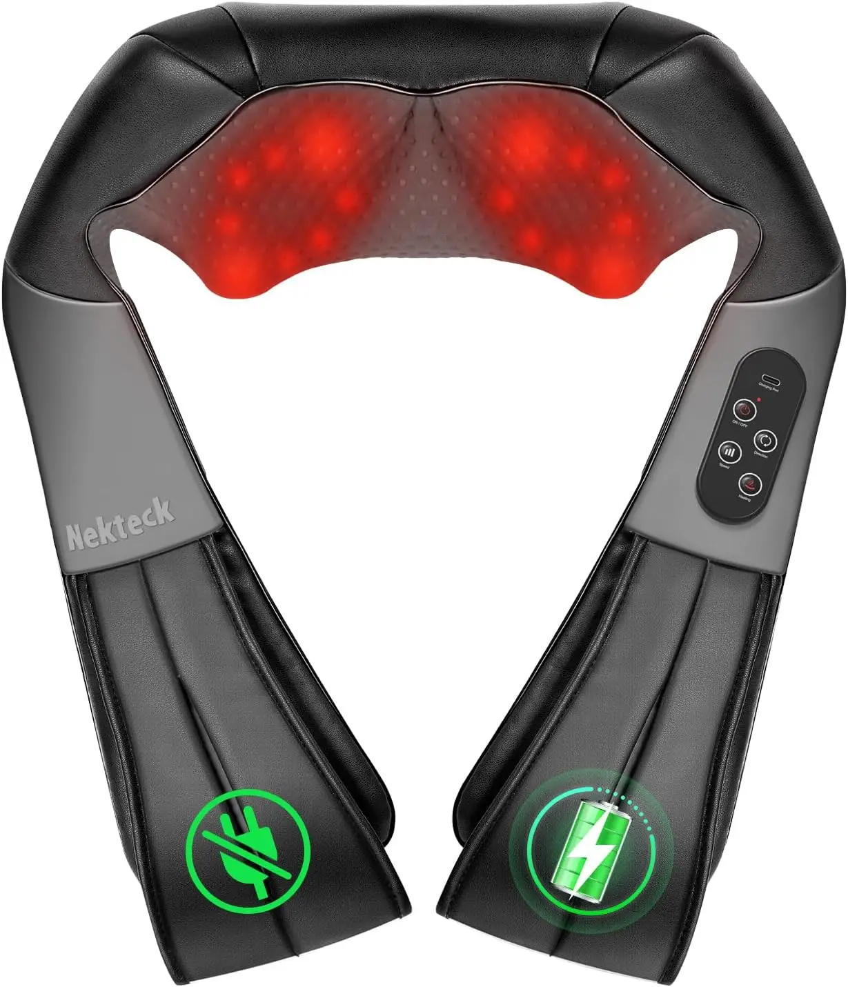 

Shiatsu Neck Massager with Heat for Pain Relief, 3D Back Shoulder Kneading Pillow, Cordless Muscle Relaxation Gift
