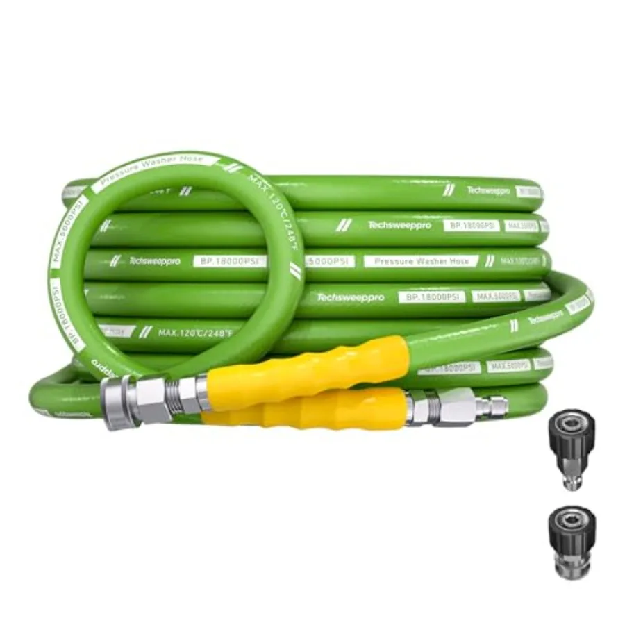 

Pressure Washer Hose 25FT with 3/8 Inch Quick Connect 5000 PSI Kink Resistant High Tensile Wire Power Washer Hose Kevlar Aramid