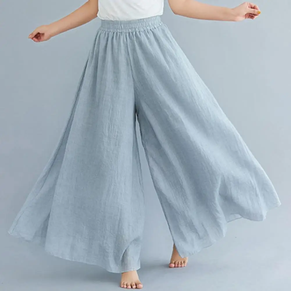 Women Pants Culottes Elastic Wide Leg Irregular Hem Korean Trousers Summer Casual Pleated Pants High Waist Street Skirt Pant