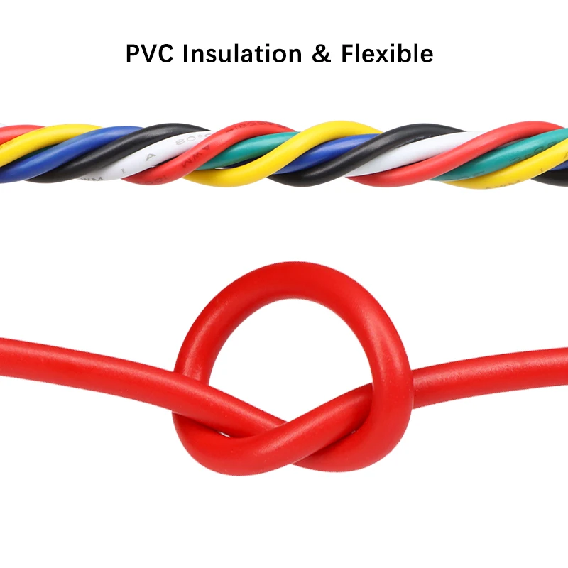 2 - 50M Red Black UL1007 Copper Wlire 16/18/20/22/24/26/28/30AWG Flexible PVC Insulation Electronic Cable DIY LED Lighting Line