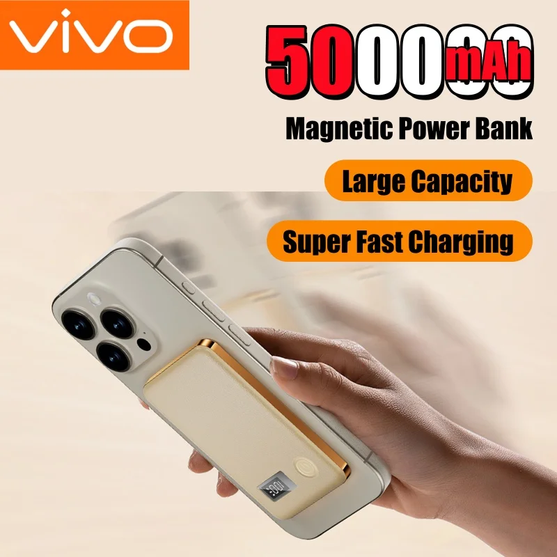 

Внешний аккумулятор VIVO 500000 мАч с магнитной беспроводной зарядкой, сверхбыстрая зарядка, высокая емкость, для MagSafe, для iPhone, Samsung, Huawei