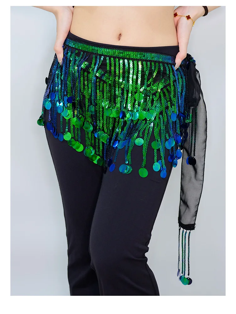여성 벨리댄스 벨트 시미 재즈 댄스 반짝이 힙 스카프 스팽글 프린지 벨트 나이트클럽 장식 팝 페스티벌 태슬 힙 랩