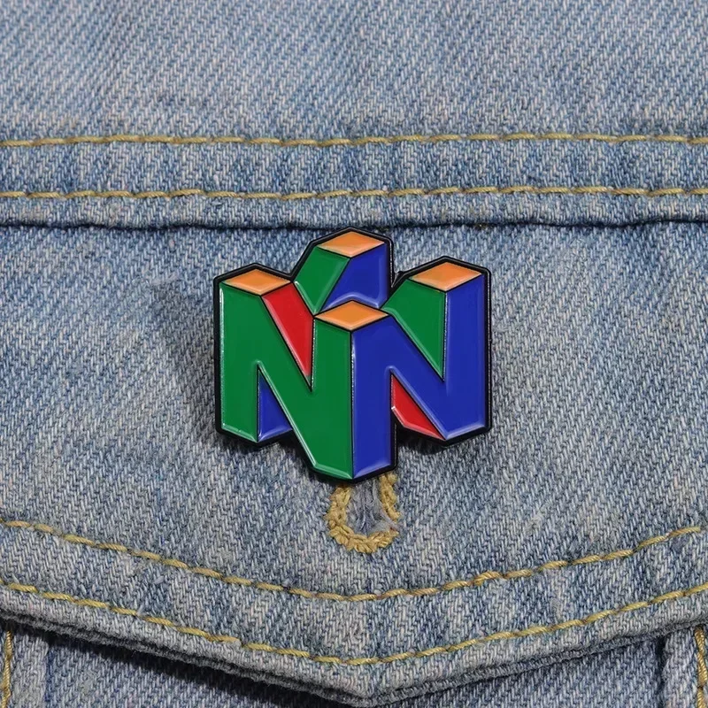 Premium Enameled Geometric N Badge Hard Zinc Alloy Lapel Pin Cute Video Game Peripheral Jewelry Gift