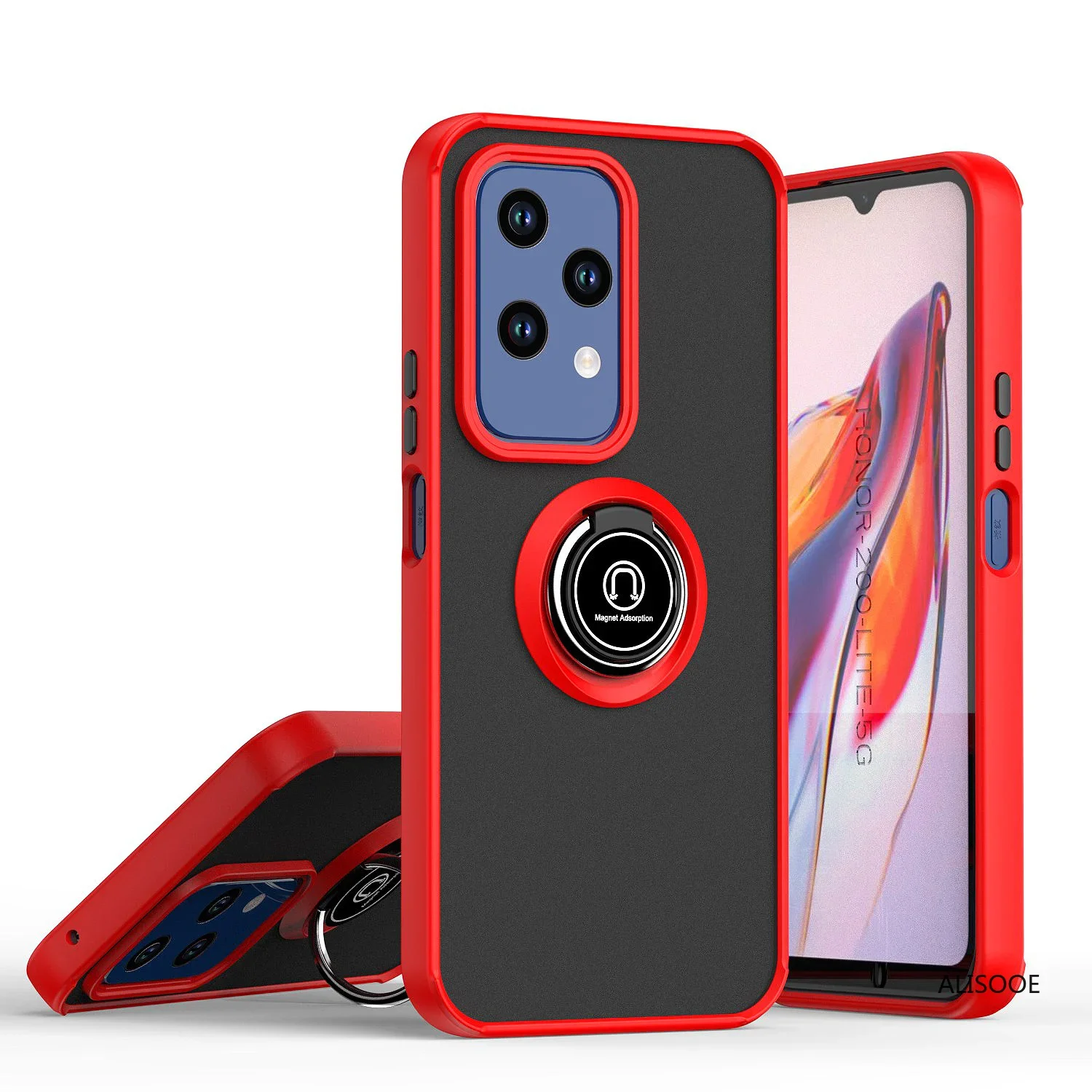 Translucent Funda for Honor 200 Lite 200Pro Case Matte Magnetic Ring Stand Shockproof Cover for for Honor 200 Pro Capa