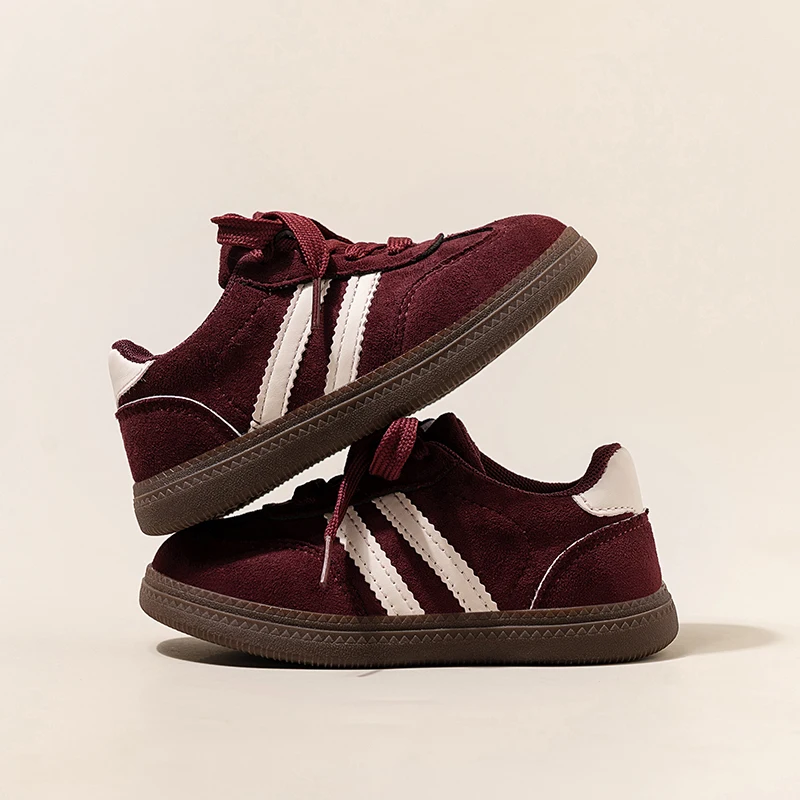 2025 Spring Autumn New Boys' Soft soled Sports and Leisure Shoes Girls' Baby Color blocked Board Shoes Brown Grey Size 23-36
