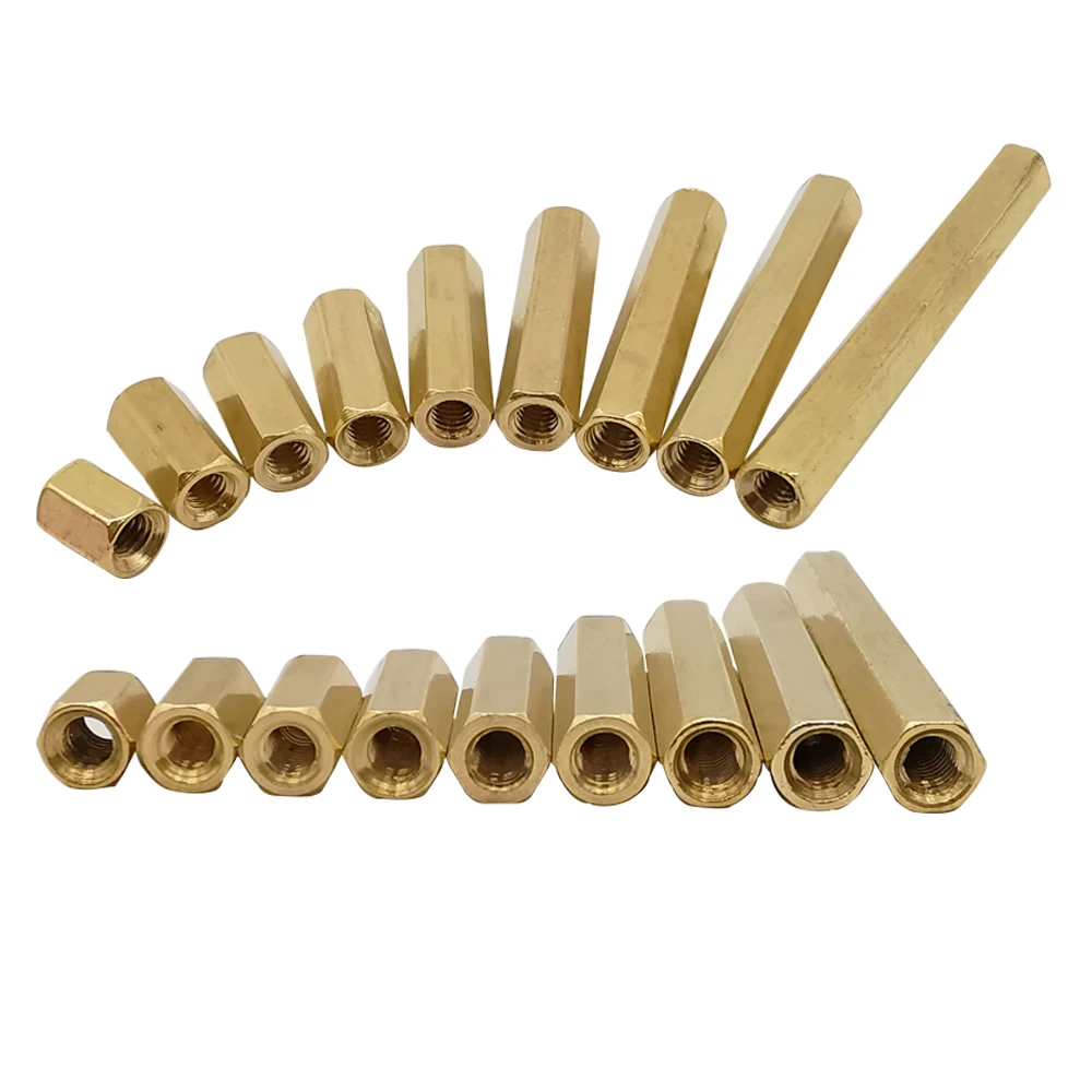 10Pcs M3 Female To Female Hex Brass Standoff Spacer 6mm-40mm Hexagonal Stud Spacer Hollow Pillar Hexagonal Double Pass Column