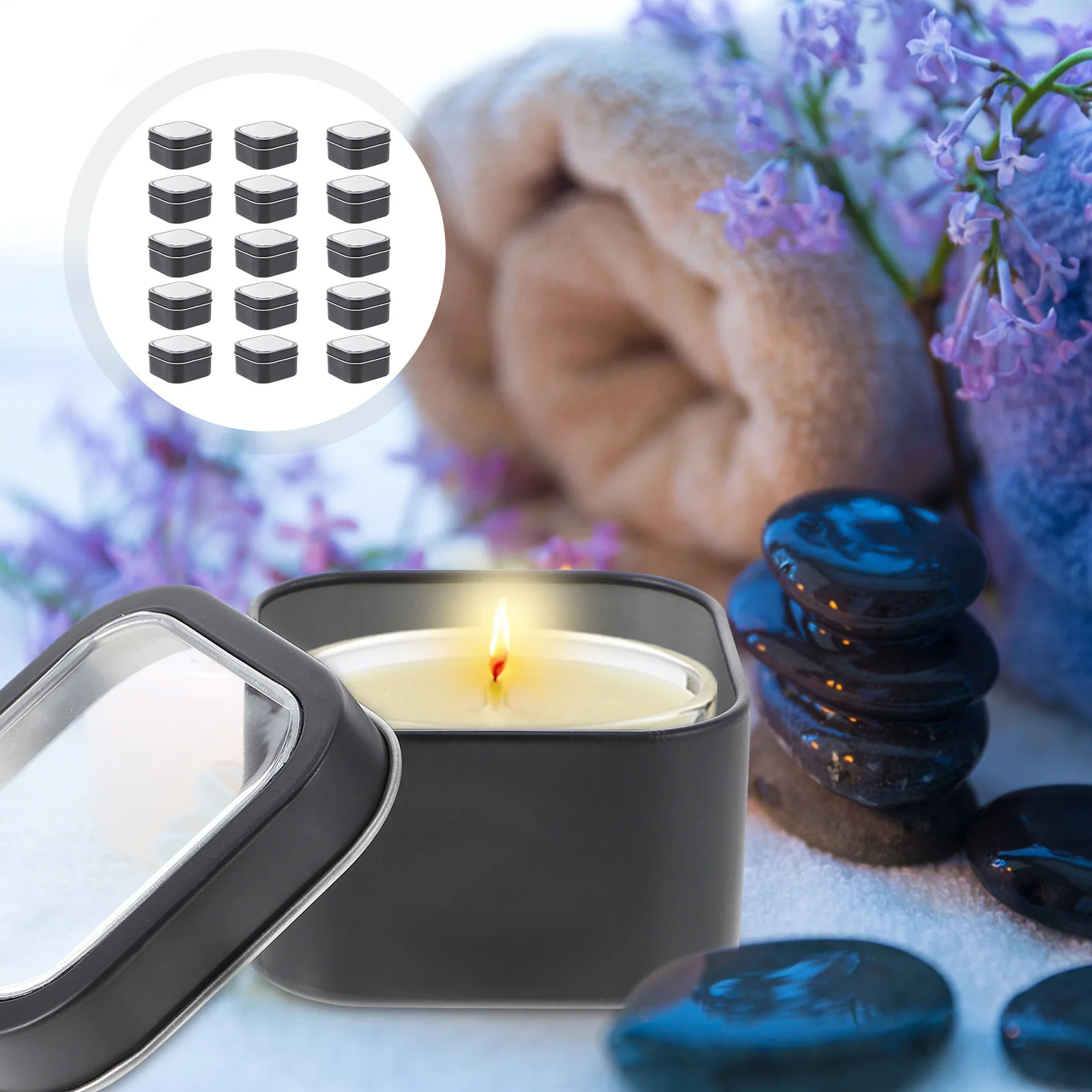 

15Pcs 4 Oz Square Metal Tins with Clear Lids for Making Storage Containers Tinplate Cans DIY Projects Tin Can