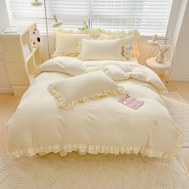 2024 New Bedding Set European Simple Large Family Set Large Quilt Cover Home Comfortable Quilt Cover Pillow Cover Bed Sheet