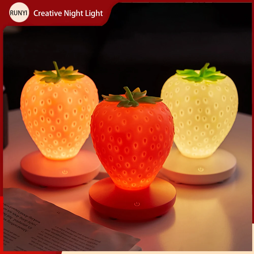 LED Atmosfera Lâmpada Night Light Strawberry Night light USB Bedside Lamp Festivel Presente Do Bebê Crianças Decoração Do Quarto